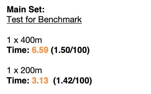 Andrea's week 10 benchmark: 400m time trial, 6:59