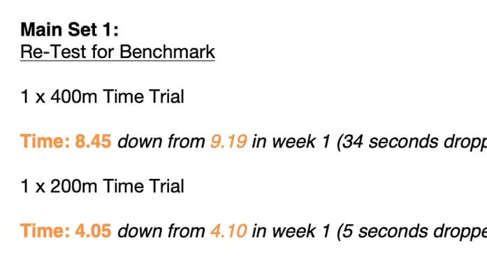 Romain's week 10 benchmark: 400m time trial, 8:45