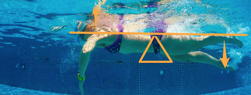 Seesaw effect in the dead man's float — buoyancy at the chest and gravity on the legs
